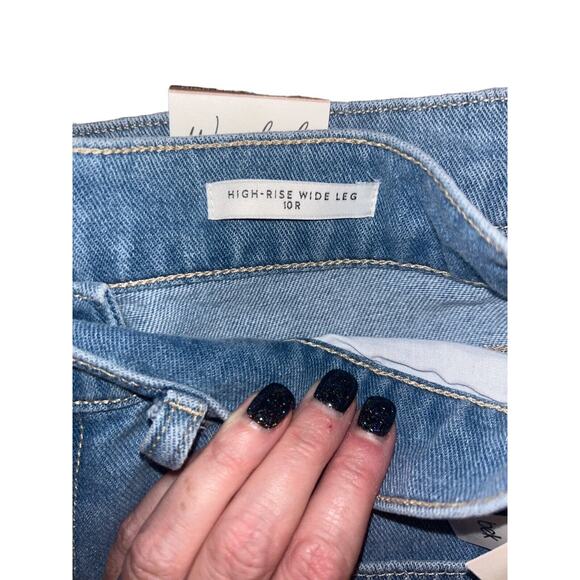 Women's Wonderly High Rise Wide Leg Light Blue Denim Jeans- Size 10R NWT Belk - Picture 9 of 10